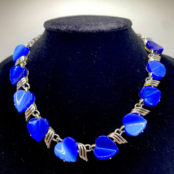 Blue & Silver Necklace with Matching Earrings - Picture 2 of 3